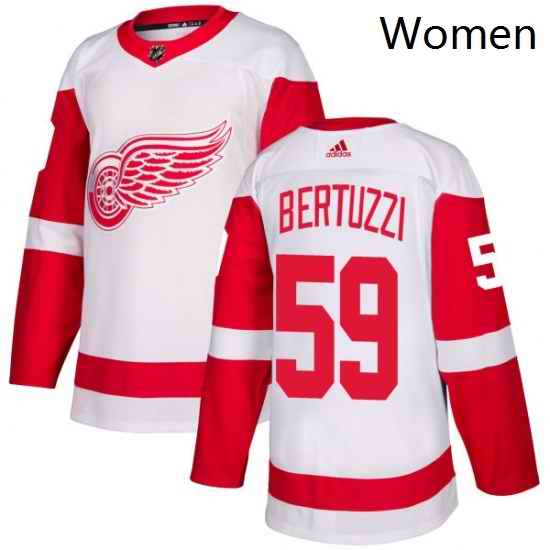Womens Adidas Detroit Red Wings 59 Tyler Bertuzzi Authentic White Away NHL Jersey